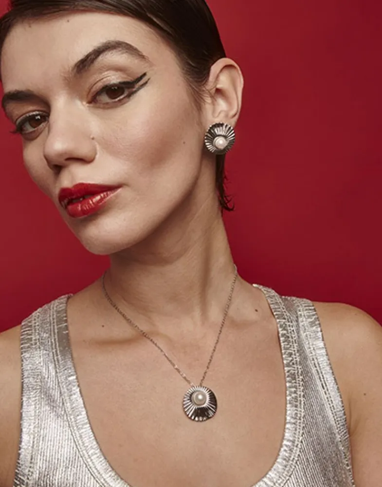 Pendants With Chain|Majorica Le Palm White Pearl Steel Necklace
