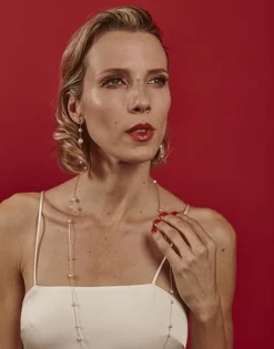 Pearl Drop Earrings|Majorica Long Dangle Earrings With Round Pearls