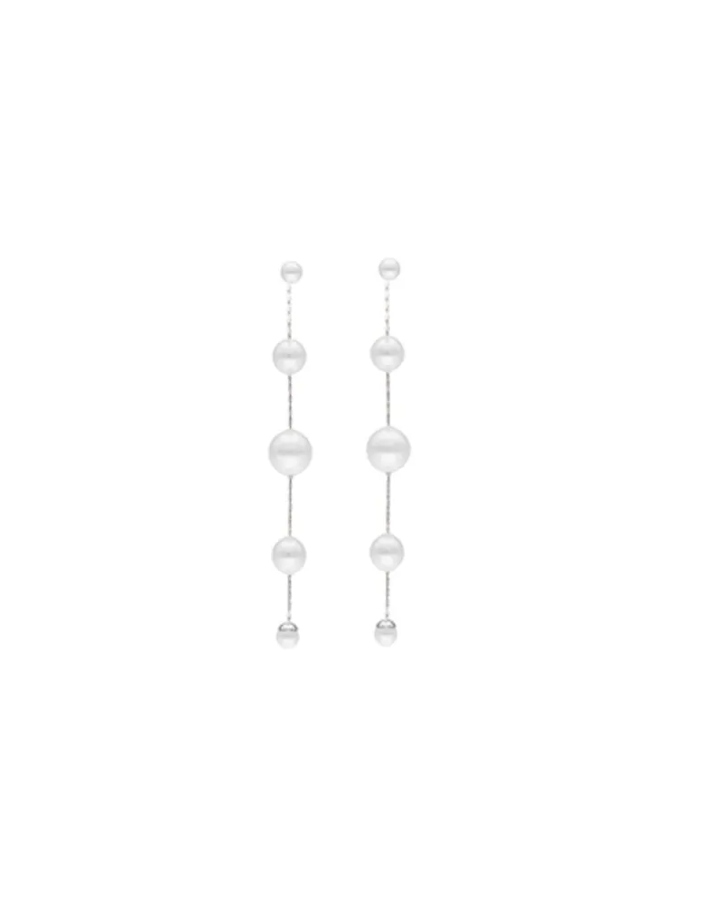 Pearl Drop Earrings|Majorica Long Dangle Earrings With Round Pearls