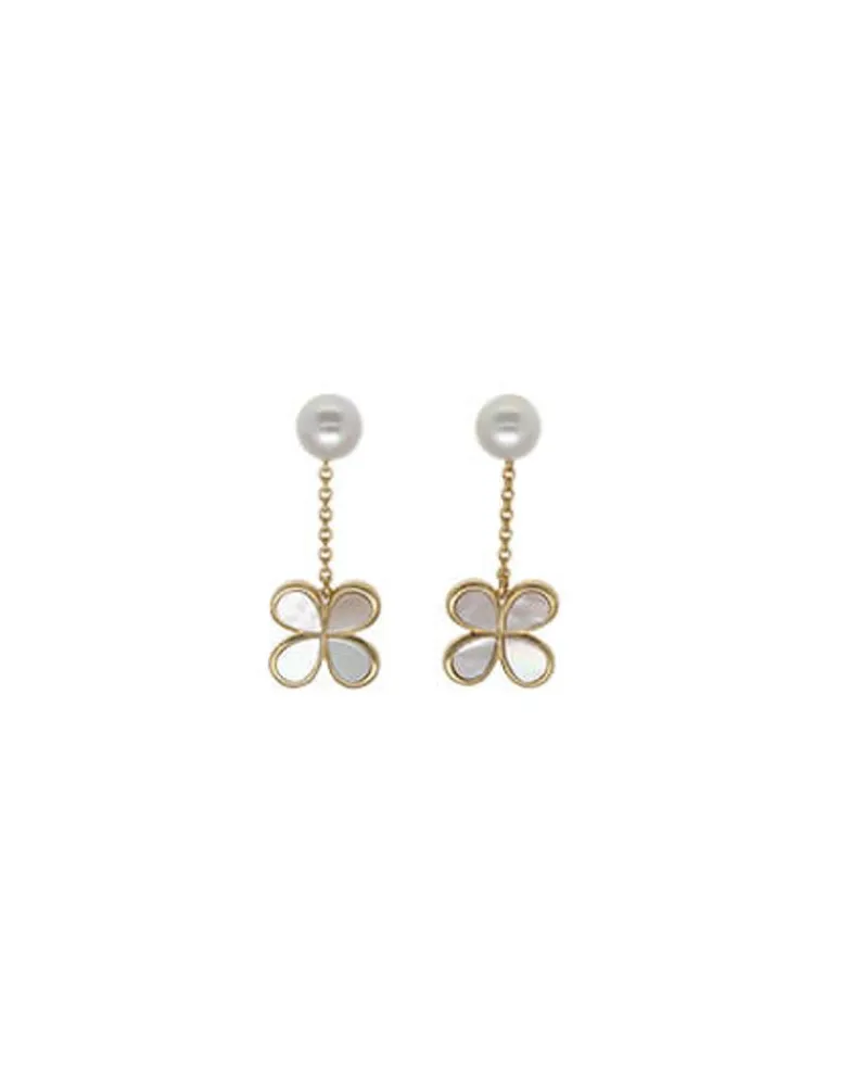 Pearl Drop Earrings|Majorica Long 2 In 1 Ayanti Earrings With A Round, White Pearl