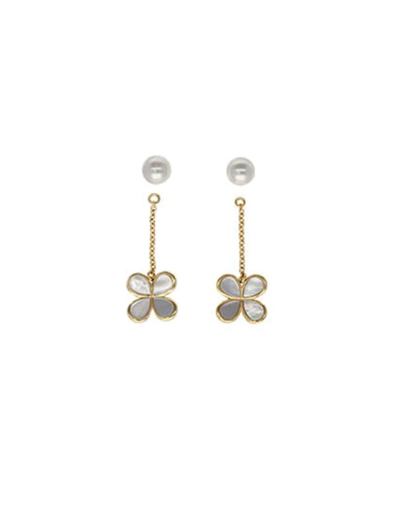 Pearl Drop Earrings|Majorica Long 2 In 1 Ayanti Earrings With A Round, White Pearl