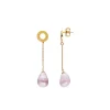 Pearl Drop Earrings|Majorica Long Luar Earrings With Ruby Red Gradient Baroque Pearls
