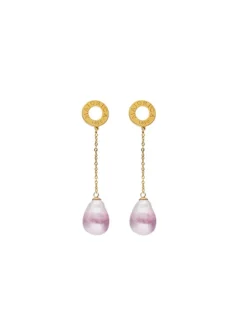 Pearl Drop Earrings|Majorica Long Luar Earrings With Ruby Red Gradient Baroque Pearls