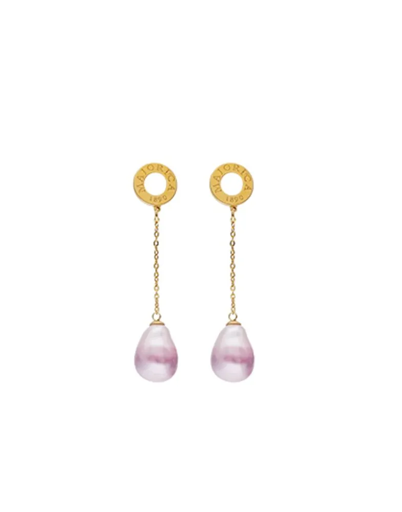Pearl Drop Earrings|Majorica Long Luar Earrings With Ruby Red Gradient Baroque Pearls