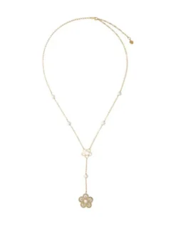 Pearl Chain Necklaces|Majorica Long Roxana Necklace With A Mother-Of-Pearl Flower