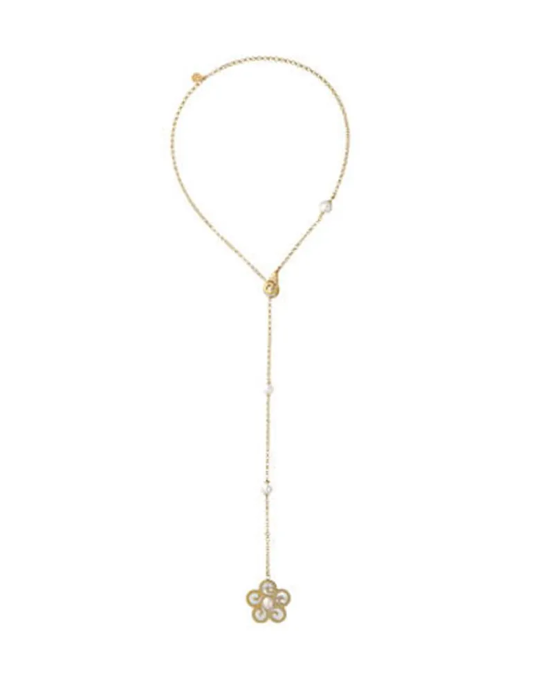 Pearl Chain Necklaces|Majorica Long Roxana Necklace With Pearl Flower