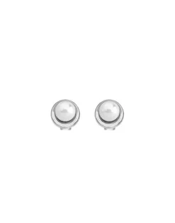 Short Earrings|Majorica Margot Silver Earrings With An Embedded Round Pearl
