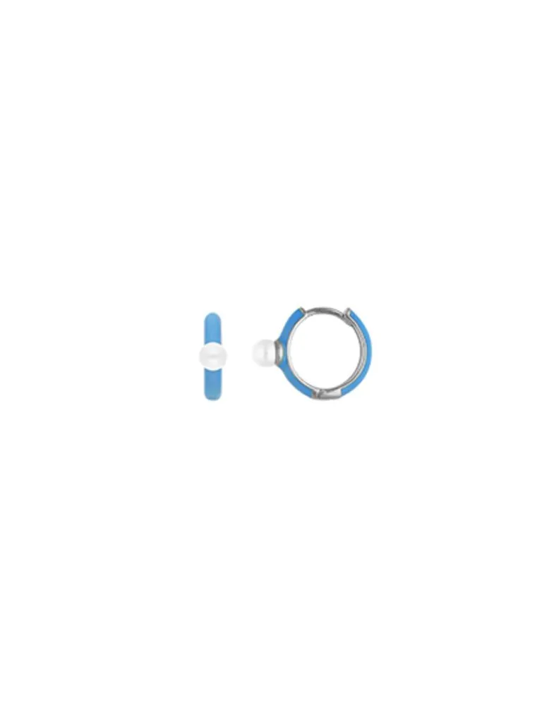 Pearl Hoop Earrings|Majorica Mini 4 Mm Color Pop Pearl Blue Hoop Earrings