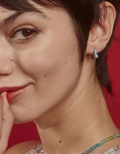 Pearl Hoop Earrings|Majorica Mini 4 Mm Color Pop Pearl Blue Hoop Earrings