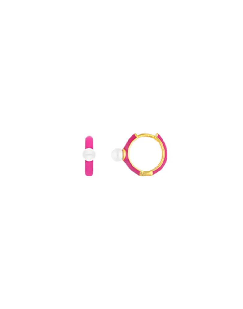 Pearl Hoop Earrings|Majorica Mini 4 Mm Color Pop Pearl Magenta Hoop Earrings