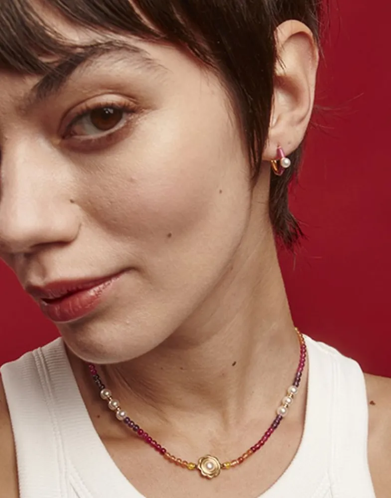 Pearl Hoop Earrings|Majorica Mini 4 Mm Color Pop Pearl Magenta Hoop Earrings