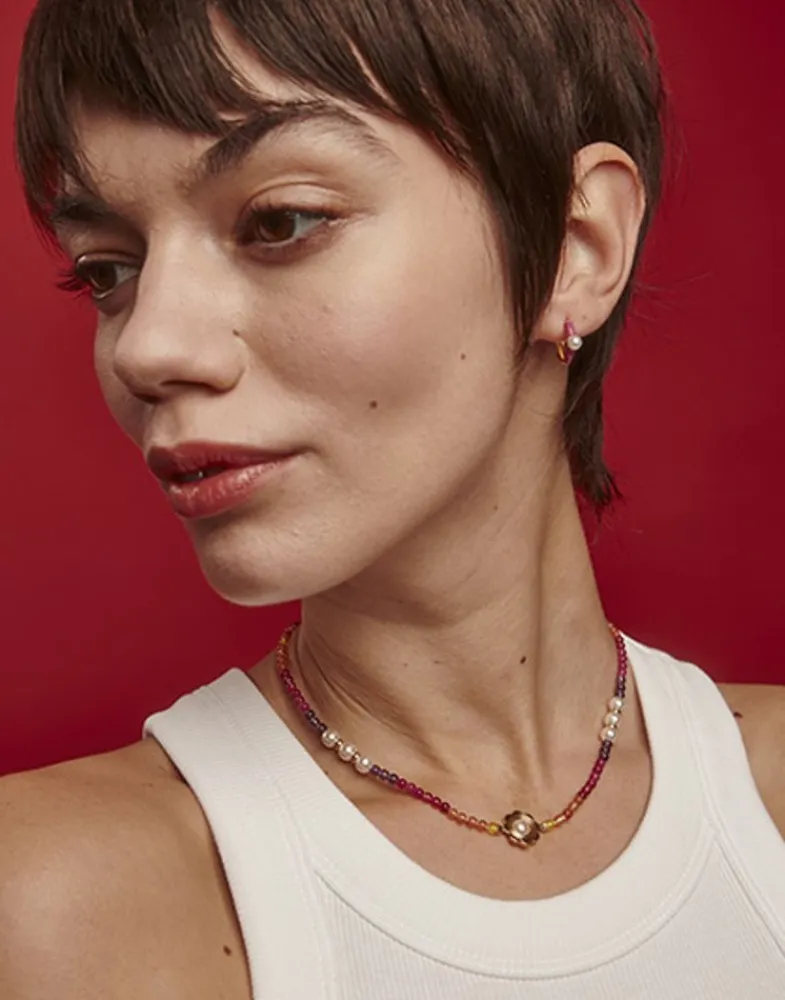 Pearl Hoop Earrings|Majorica Mini 4 Mm Color Pop Pearl Magenta Hoop Earrings