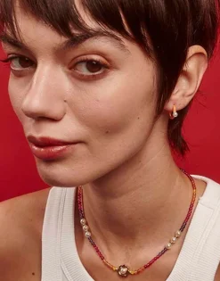 Pearl Hoop Earrings|Majorica Mini 4 Mm Color Pop Pearl Orange Hoop Earrings