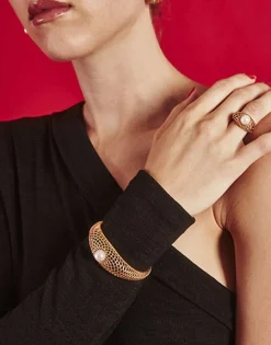 Bangle Bracelets|Majorica Openwork Etna Large Bangle In Gold-Plated Silver
