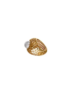 Large Pearl Rings|Majorica Openwork Etna Large Ring In Gold-Plated Silver