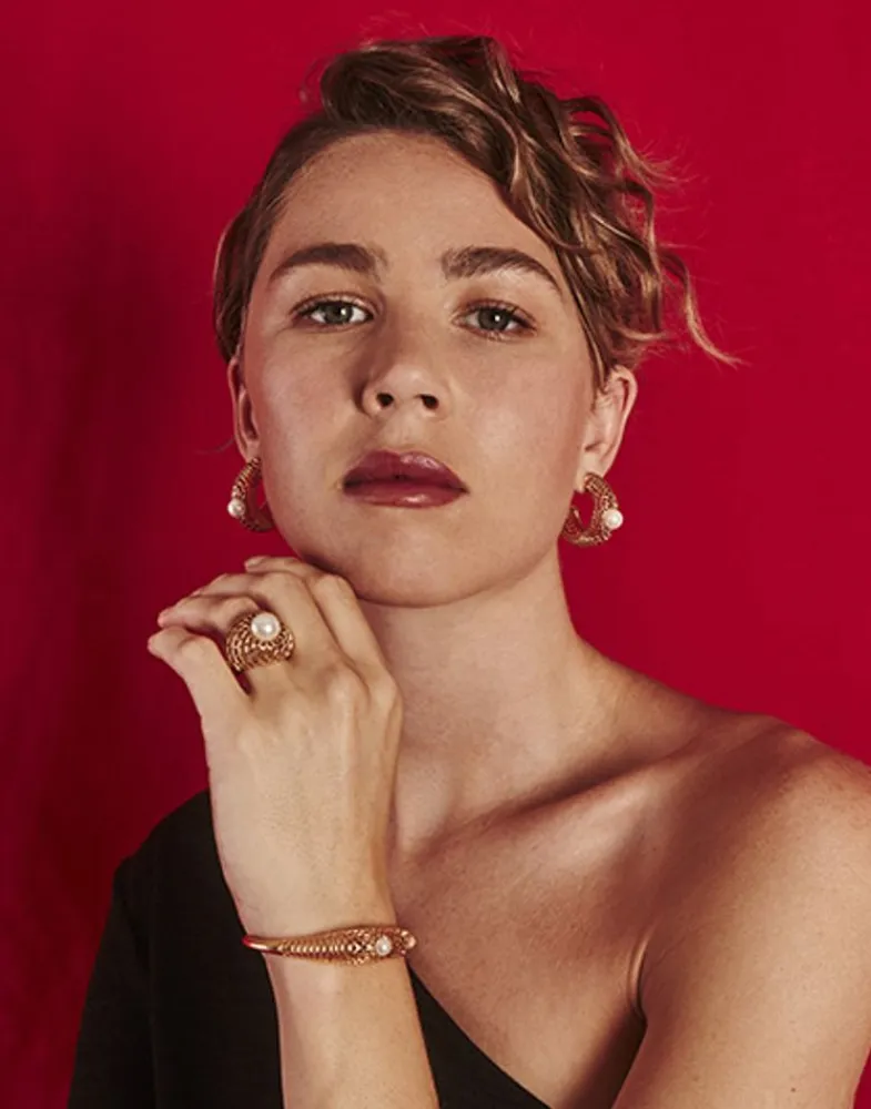 Large Pearl Rings|Majorica Openwork Etna Large Ring In Gold-Plated Silver