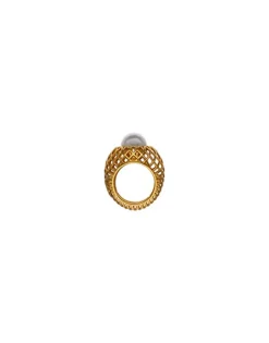 Large Pearl Rings|Majorica Openwork Etna Large Ring In Gold-Plated Silver
