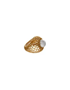Large Pearl Rings|Majorica Openwork Etna Large Ring In Gold-Plated Silver