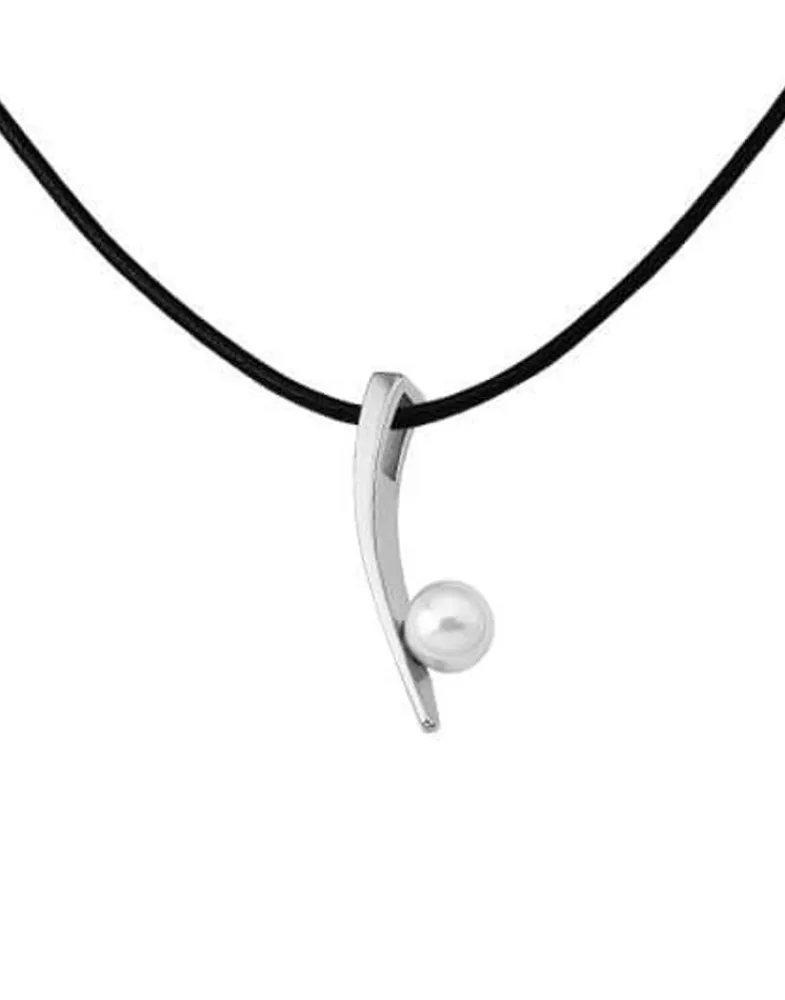 Leather Necklaces|Majorica Pendant Silfide