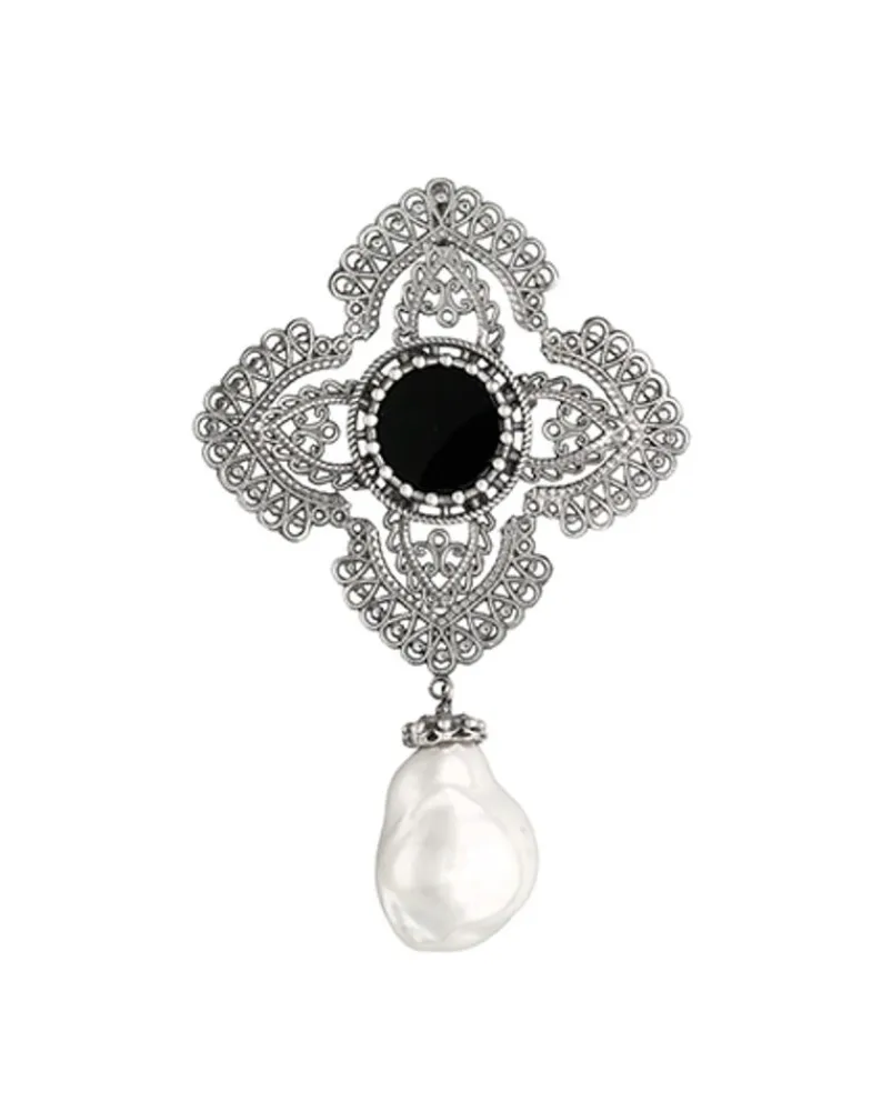 Pendant Chain|Majorica Peregrina Pendant With Onyx And Baroque Pearl