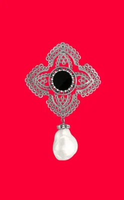 Pendant Chain|Majorica Peregrina Pendant With Onyx And Baroque Pearl