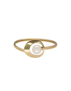 Bangle Bracelets|Majorica Petra Bangle In Gold Steel With White Pearl