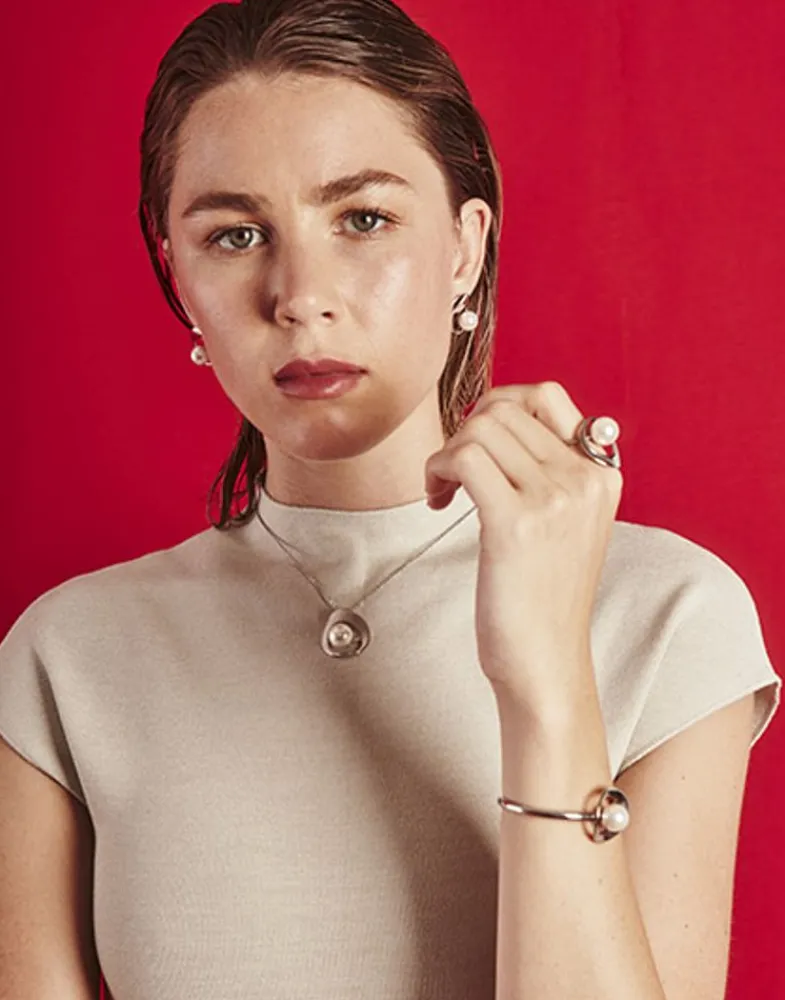 Bangle Bracelets|Majorica Petra Bangle In Steel And White Pearl