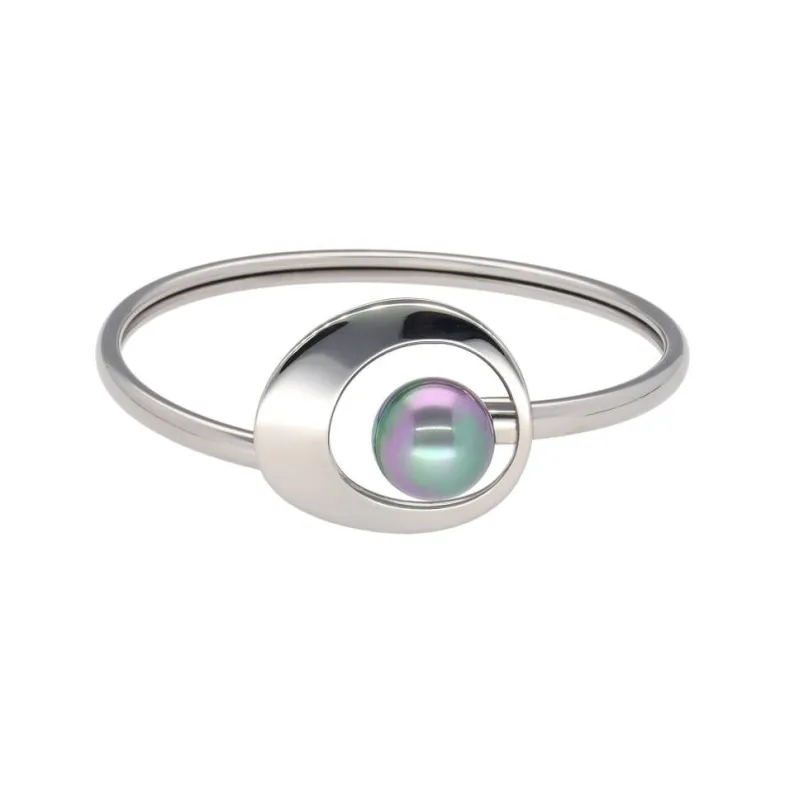 Bangle Bracelets|Majorica Petra Bangle In Steel With Grey Pearl