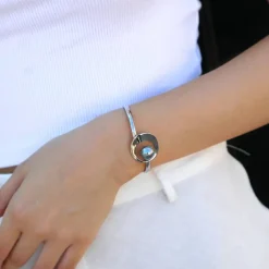 Bangle Bracelets|Majorica Petra Bangle In Steel With Grey Pearl