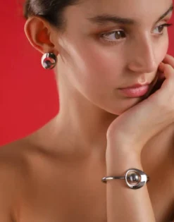 Bangle Bracelets|Majorica Petra Bangle In Steel With Grey Pearl