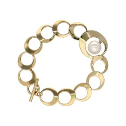Chain Bracelets|Majorica Petra Chain Bracelet Golden With White Pearl