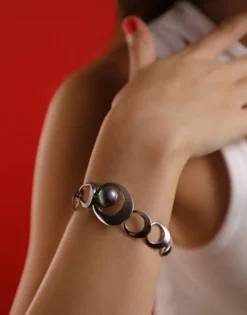 Chain Bracelets|Majorica Petra Chain Bracelet Steel With Grey Pearl