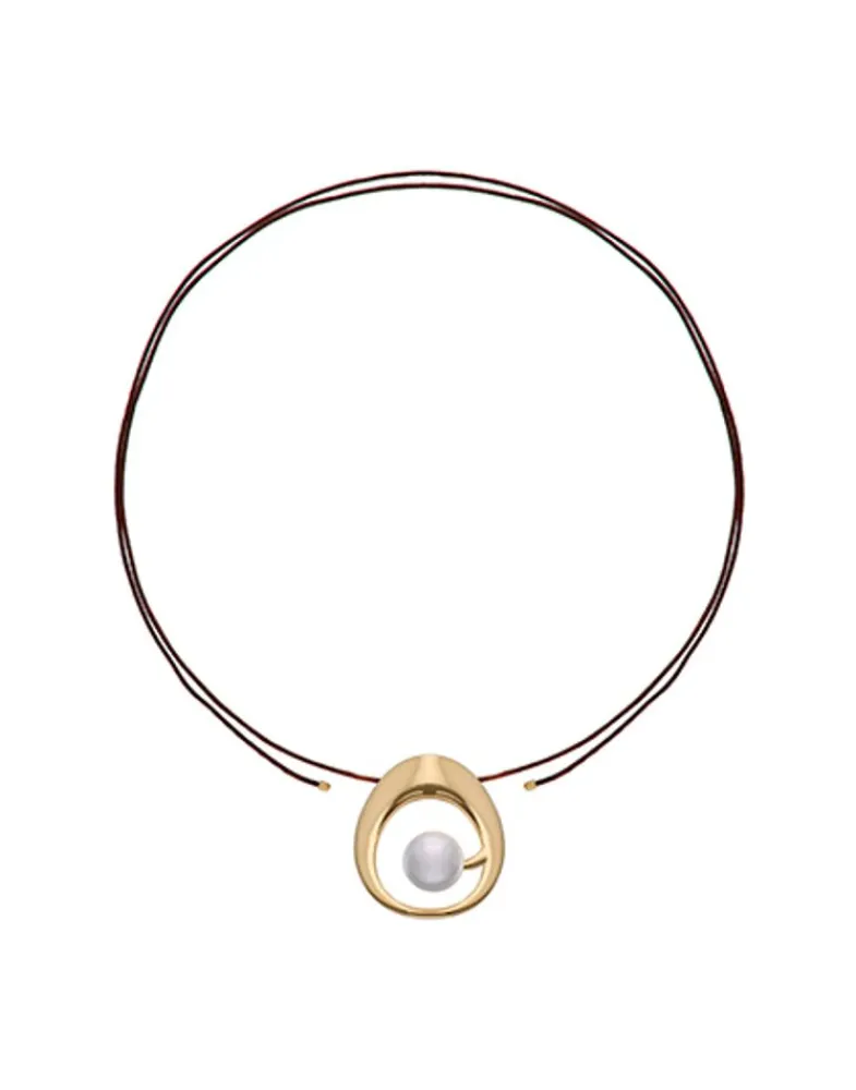 Pendants With Chain|Majorica Petra Cord Necklace In Gold Steel And Coffee Silk
