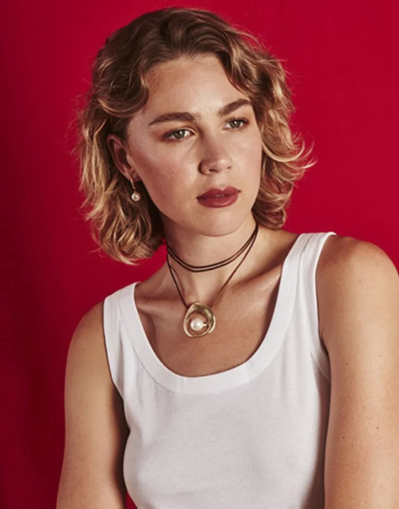 Pendants With Chain|Majorica Petra Cord Necklace In Gold Steel And Coffee Silk