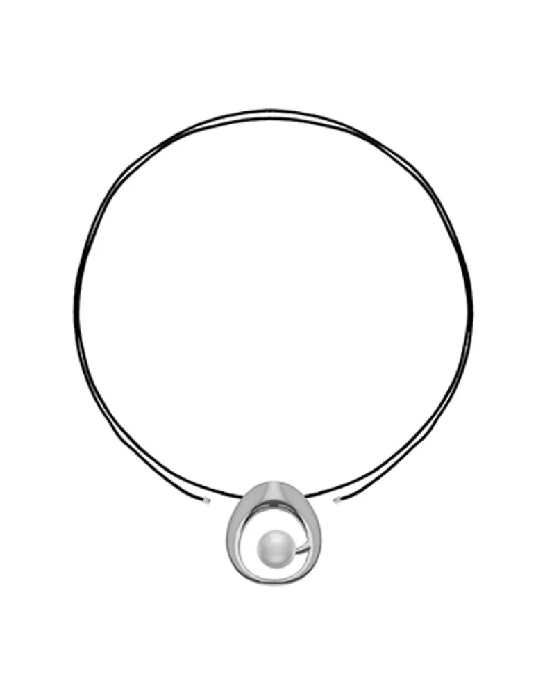 Pendants With Chain|Majorica Petra Cord Necklace In Steel And Black Silk