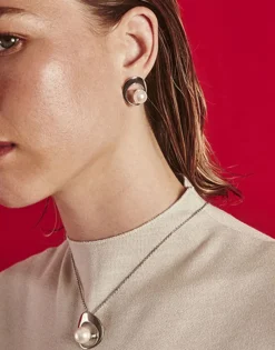Short Earrings|Majorica Petra Earrings In Steel With A White Pearl