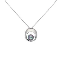 Pendants With Chain|Majorica Petra Pendant With Grey Pearl And Steel Chain