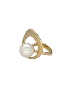 Large Pearl Rings|Majorica Petra Ring With Pearl In Gold Steel
