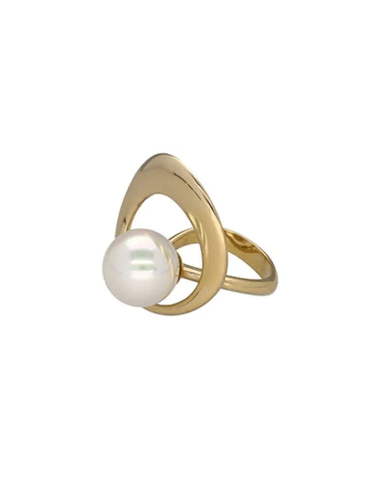 Large Pearl Rings|Majorica Petra Ring With Pearl In Gold Steel