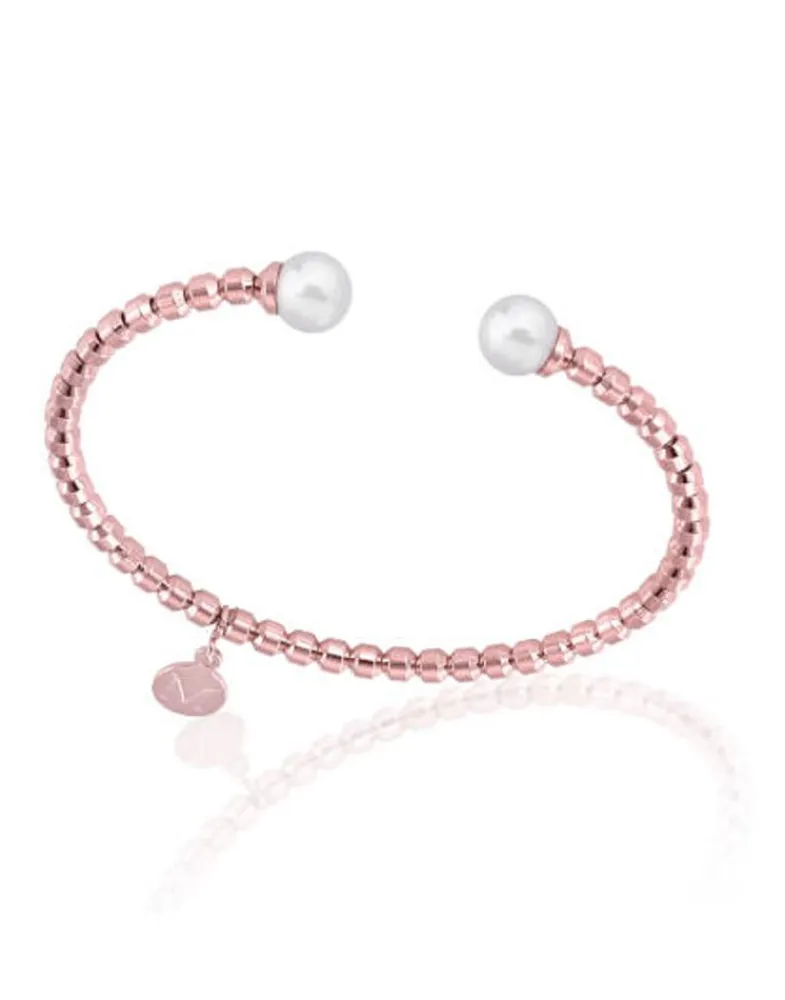 Bangle Bracelets|Majorica Pink Steel Bangle Carmen With White Pearls
