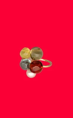 Large Pearl Rings|Majorica Ring Flower Corfu With Pearls And Murano Glass