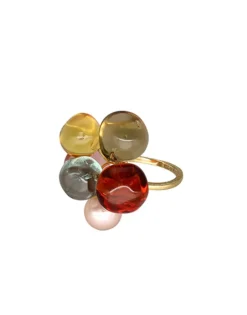 Large Pearl Rings|Majorica Ring Flower Corfu With Pearls And Murano Glass