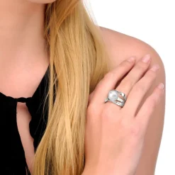 Silver Rings|Majorica Ring Planet With 12Mm White Pearl
