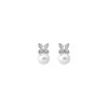 Bridal Earrings|Majorica Romance Earrings With A Round Pearl And Cubic Zirconias