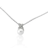 Wedding Necklaces|Majorica Romance Necklace With A Round Pearl And Cubic Zirconias