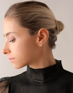 Short Earrings|Majorica Romea Short Earrings In Gold-Plated Silver And White Pearl