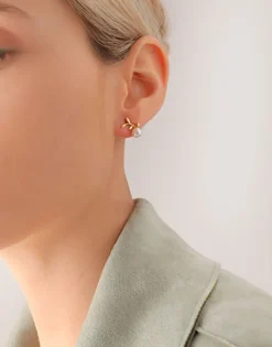 Short Earrings|Majorica Romea Short Earrings In Gold-Plated Silver And White Pearl