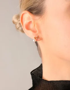 Short Earrings|Majorica Romea Short Earrings In Gold-Plated Silver And White Pearl