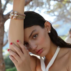 Bangle Bracelets|Majorica Rose Gold Plated Bracelet Tender Nuage Pearl