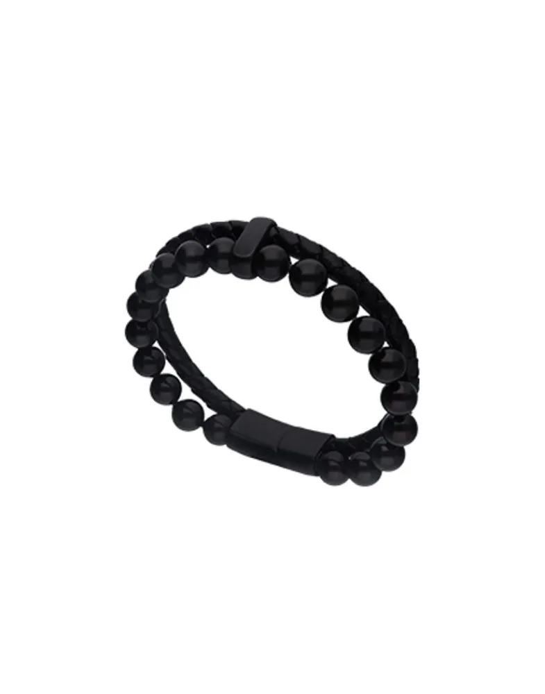 Chain Bracelets|Majorica Sailor Bracelet In Steel, Leather And Black Pearl 22Cm